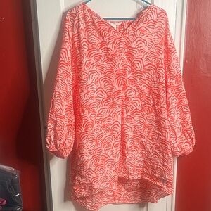H&M Coral and White Patterned Dress